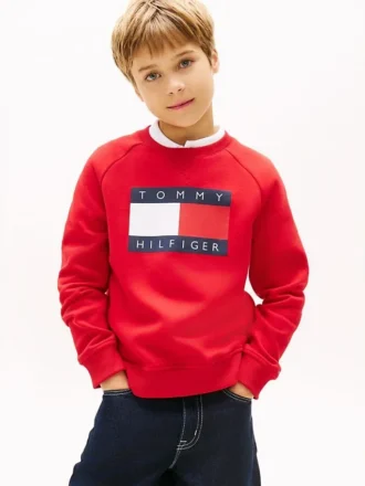 Sweat-shirt raglan pour enfant avec logo Tommy Flag