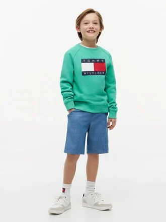Sweat-shirt raglan pour enfant avec logo Tommy Flag