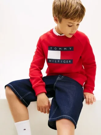Sweat-shirt raglan pour enfant avec logo Tommy Flag