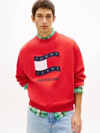 Sweat-shirt Tommy Jeans avec logo drapeau ondulé