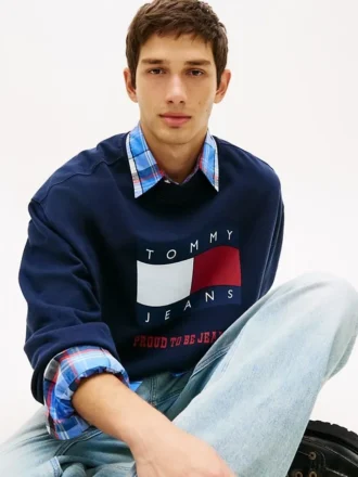 Sweat-shirt Tommy Jeans avec logo drapeau ondulé
