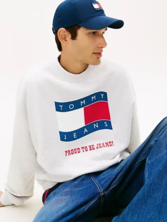 Sweat-shirt Tommy Jeans avec logo drapeau ondulé