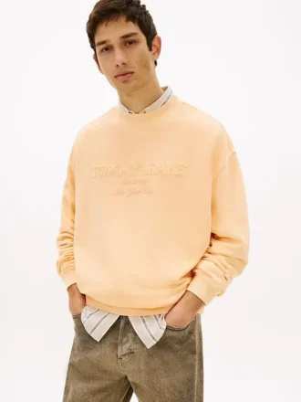 Sweat-shirt Tommy Jeans avec logo, teint en pièce