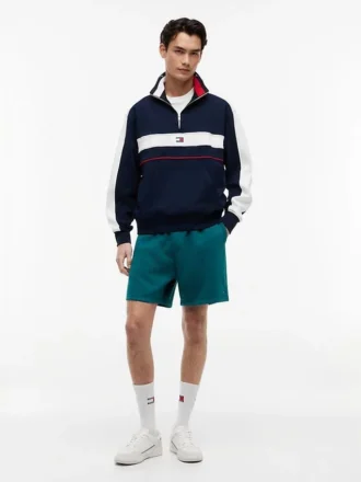 Sweat-shirt Tommy Jeans à fermeture éclair quart de longueur et empiècements de couleur