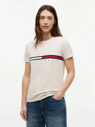 T-shirt avec logo drapeau rayé brodé