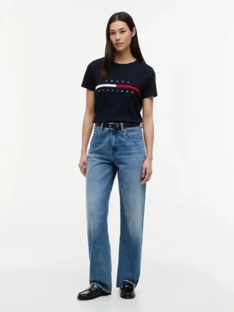 T-shirt avec logo drapeau rayé brodé