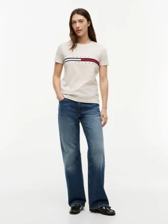 T-shirt avec logo drapeau rayé brodé