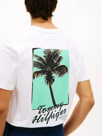 T-shirt avec motif de palmier dans le dos