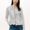 T-shirt cardigan en coton interlock rayé T-shirt cardigan en coton interlock rayé