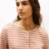 T-shirt cardigan en coton interlock rayé T-shirt cardigan en coton interlock rayé