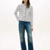 T-shirt cardigan en coton interlock rayé T-shirt cardigan en coton interlock rayé