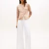 T-shirt cardigan en coton interlock rayé T-shirt cardigan en coton interlock rayé