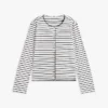 T-shirt cardigan en coton interlock rayé T-shirt cardigan en coton interlock rayé