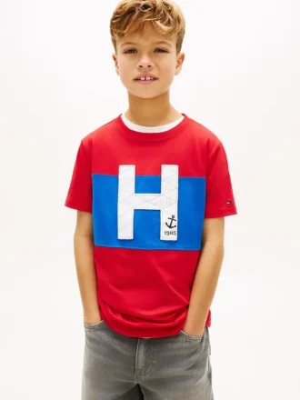 T-shirt color block pour enfant avec logo nautique H