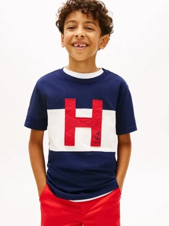 T-shirt color block pour enfant avec logo nautique H