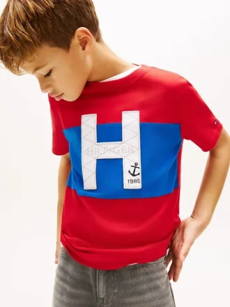 T-shirt color block pour enfant avec logo nautique H