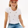 T-shirt côtelé avec étoiles brodées pour enfants