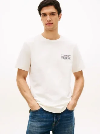 T-shirt en coton flammé avec logo au dos