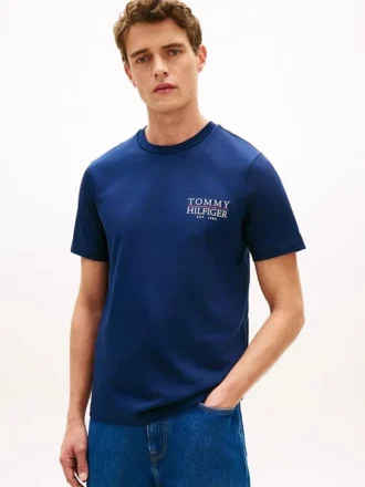 T-shirt en coton flammé avec logo au dos