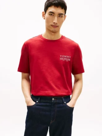 T-shirt en coton flammé avec logo au dos