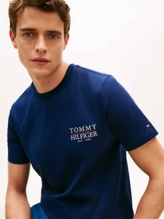 T-shirt en coton flammé avec logo au dos