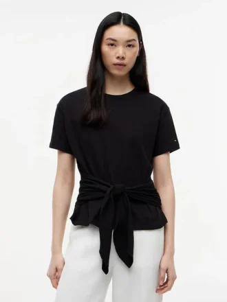 T-shirt en coton flammé à nouer sur le devant