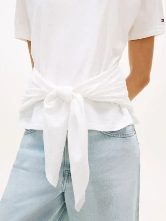 T-shirt en coton flammé à nouer sur le devant