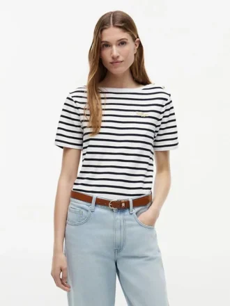T-shirt en coton interlock à boutons dorés
