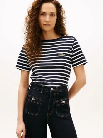 T-shirt en coton interlock à boutons dorés