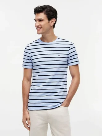 T-shirt en coton stretch à rayures extra-slim