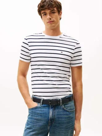 T-shirt en coton stretch à rayures extra-slim