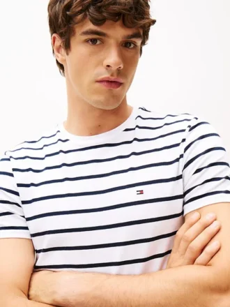 T-shirt en coton stretch à rayures extra-slim
