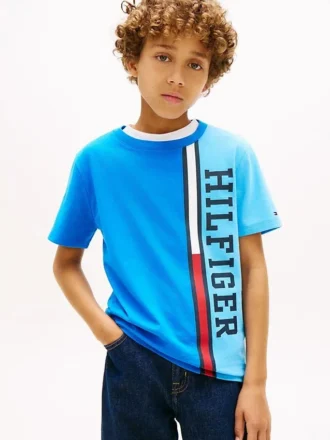 T-shirt enfant à logo et blocs de couleur verticaux
