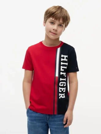 T-shirt enfant à logo et blocs de couleur verticaux