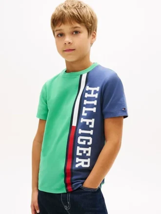 T-shirt enfant à logo et blocs de couleur verticaux