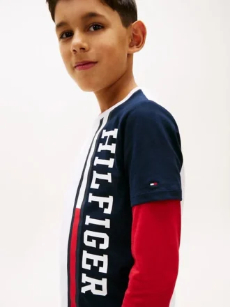 T-shirt enfant à logo et blocs de couleur verticaux