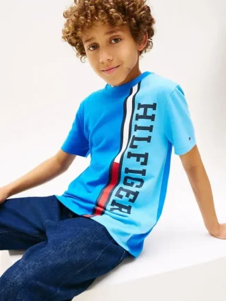 T-shirt enfant à logo et blocs de couleur verticaux