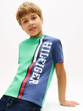 T-shirt enfant à logo et blocs de couleur verticaux