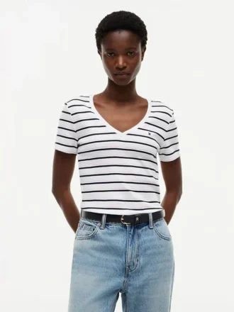 T-shirt Favorite à col en V rayé