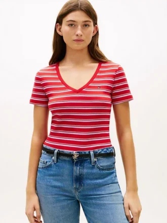 T-shirt Favorite à col en V rayé