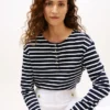 T-shirt Henley en coton interlock coupe décontractée T-shirt Henley en coton interlock coupe décontractée