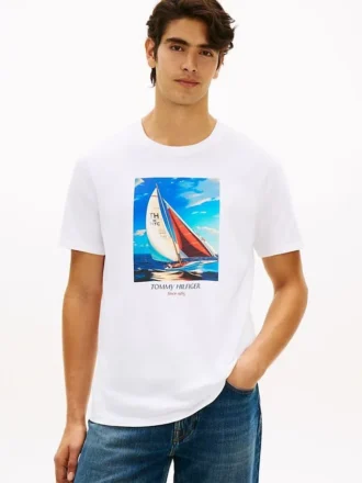 T-shirt Hilfiger à imprimé photo de voile