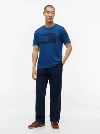 T-shirt à logo drapeau teint à l&rsquo;indigo