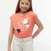 T-shirt à logo floral en paillettes pour enfants