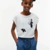 T-shirt à logo floral en paillettes pour enfants