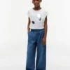T-shirt à logo floral en paillettes pour enfants
