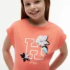 T-shirt à logo floral en paillettes pour enfants