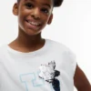 T-shirt à logo floral en paillettes pour enfants