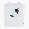 T-shirt à logo floral en paillettes pour enfants