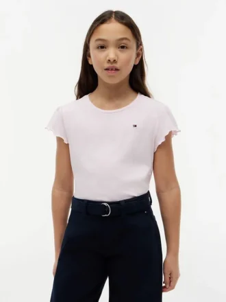 T-shirt à manches bordées de dentelle pour enfants